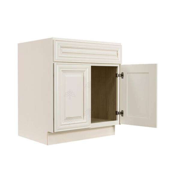 RTA Wholesalers Sink Base Vintage White Inset Raised Panel Cabinets 33, 36, 42 42 Wide