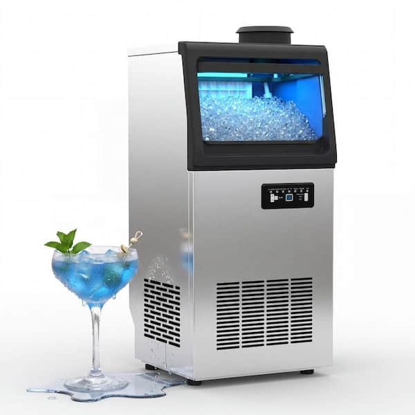 14 in. Freestanding/Countertop Ice Maker,120 lbs./24H,Portable Ice Machine-Stainless Steel,Self-Cleaning,Full Size Cubes