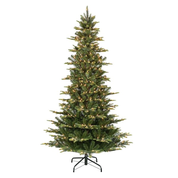 Puleo International 6.5 ft. Pre-Lit Slim Aspen Fir Artificial Christmas Tree with 350 UL-Listed Clear Lights