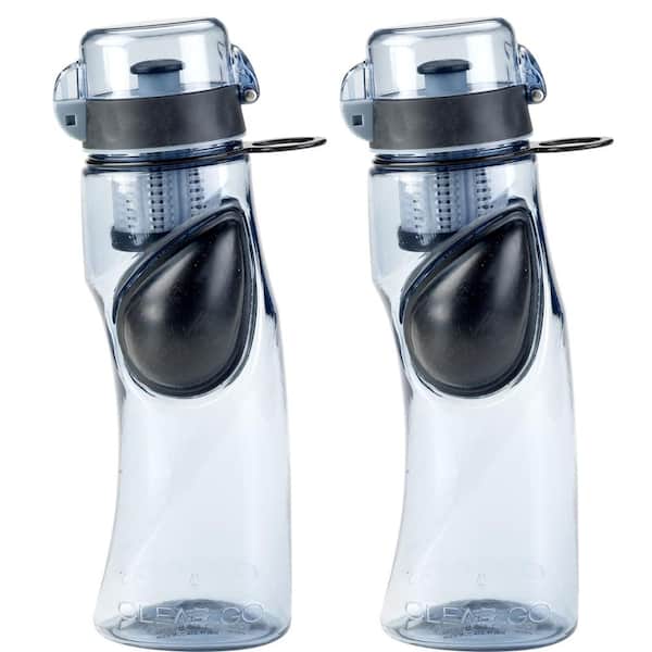 Clear2GO 24 oz. Active Water Filter Bottle in Gray (2 Pack)