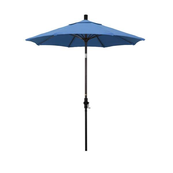 California Umbrella 7-1/2 ft. Fiberglass Collar Tilt Patio Umbrella in Frost Blue Olefin