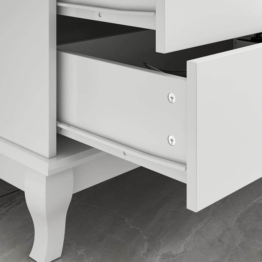 White MDF 10-Drawer Mid-Century Modern Dresser