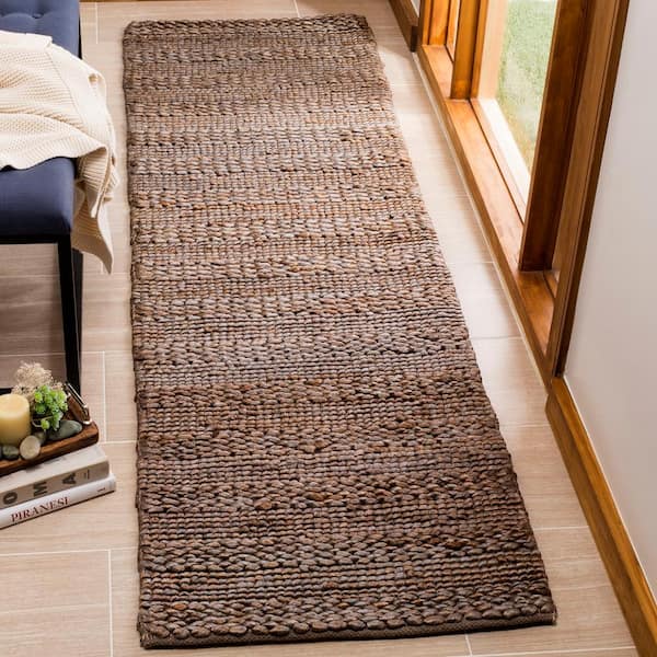 Natural Fiber Beige 2 ft. x 16 ft. Solid Color Runner Rug