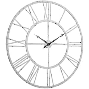 Rivet Roman Industrial Oversize Wall Clock, White, 43.5"