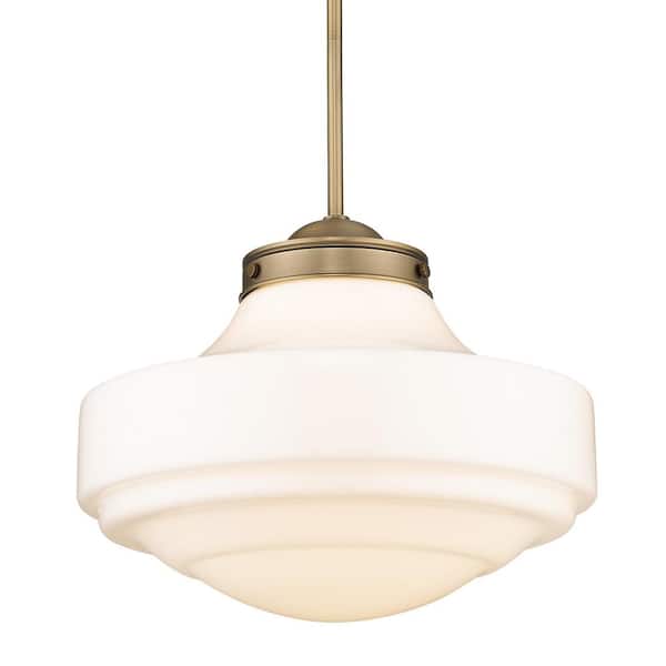Ingalls 1-Light Modern Brass Vintage Milk Glass Standard Pendant Light