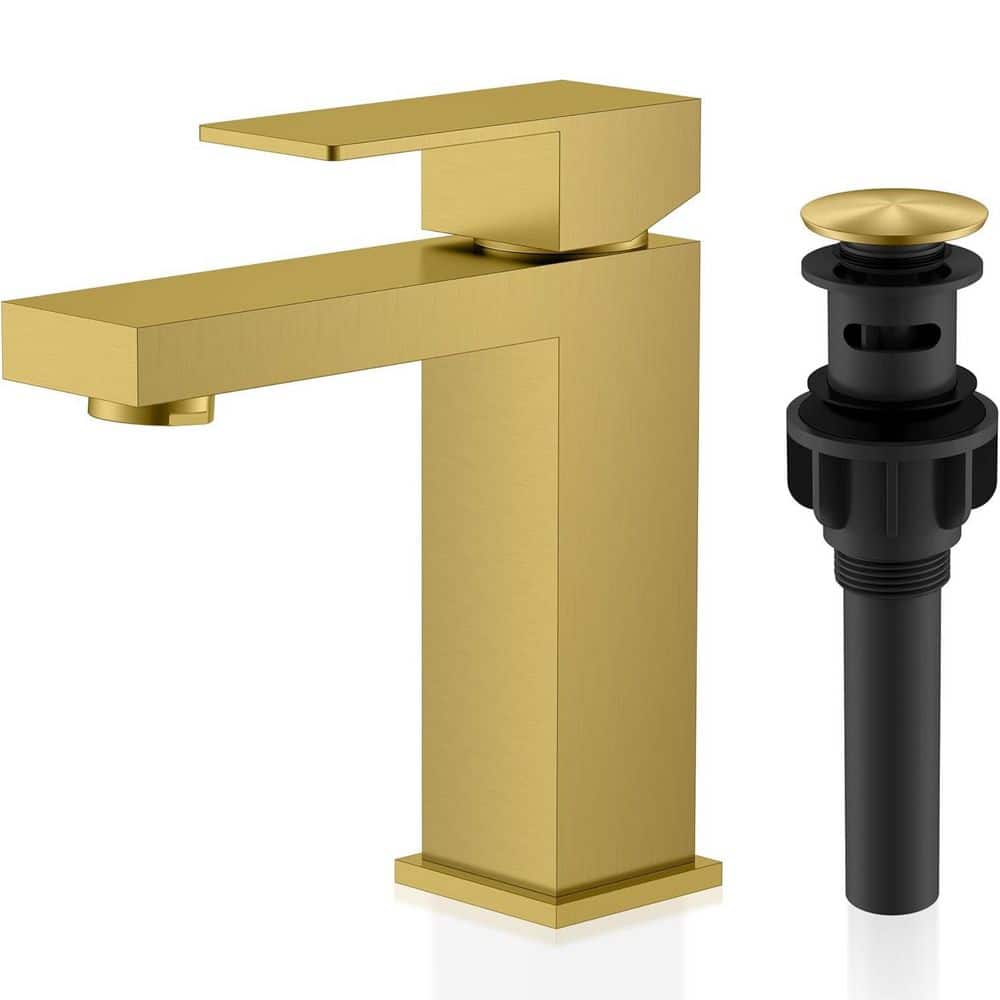 Single Handle Single Hole Bathroom Sink Faucet with Drain and Deckplate in Brushed Gold price history on PriceWatchPro
