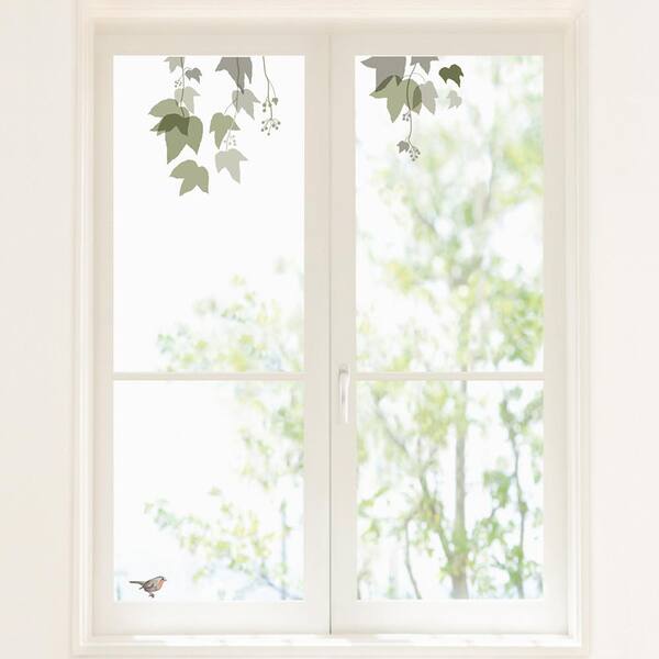 Nouvelles Images Multi-Color Bird and Leaves Wall Decal