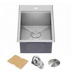 Kore 16 Gauge Stainless Steel 15 in. Drop-In Single Bowl Workstation Kitchen Bar Sink with Accessories