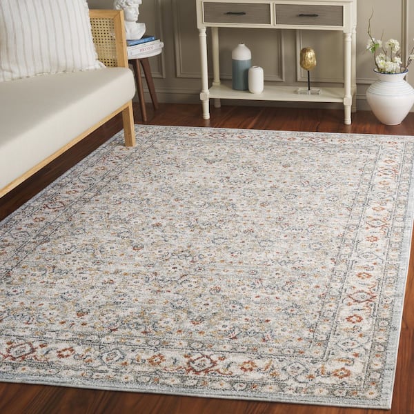 Avalon 4 ft. x 6 ft. Light Blue/Ivory Ornate Distressed Floral Area Rug