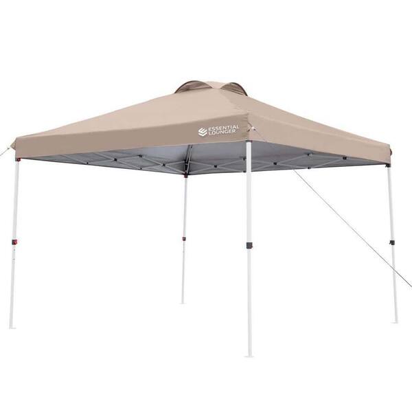 Zeus & Ruta 10 ft. x 10 ft. Brown Pop Up Canopy Portable Outdoor Canopy with 4pcs Weight Bag and Carrying Bag