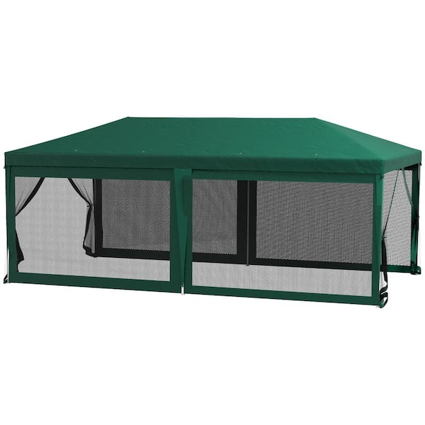 Siavonce 10 ft. x 20 ft. Party Tent, Outdoor Wedding Canopy & Gazebo with 6 Removable Sidewalls, Shade Shelter, Green