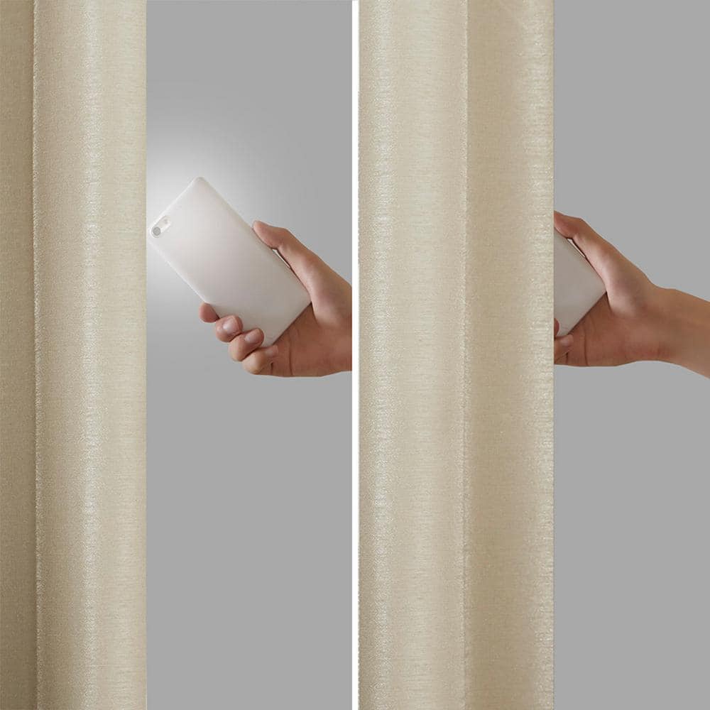 Champagne Faux Silk Blackout Tab Top Curtain Panel