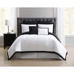 Truly Soft Everyday 7-Piece White and Black Queen Comforter Set ...