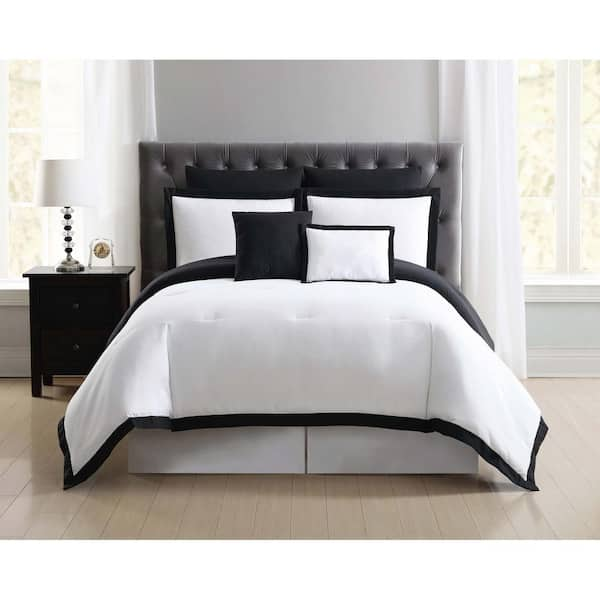 His and Her Side Black / White Super King Bed Size Duvet Quilt Cover  Bedding Set