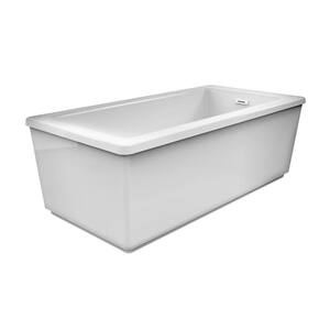 PROJECTA 60 in. Acrylic Freestanding Flatbottom Reversible Soaking Bathtub in White