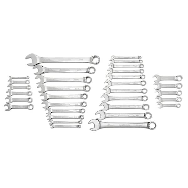 Husky SAE and Metric Combination Wrench Set with Tray (32-Piece)