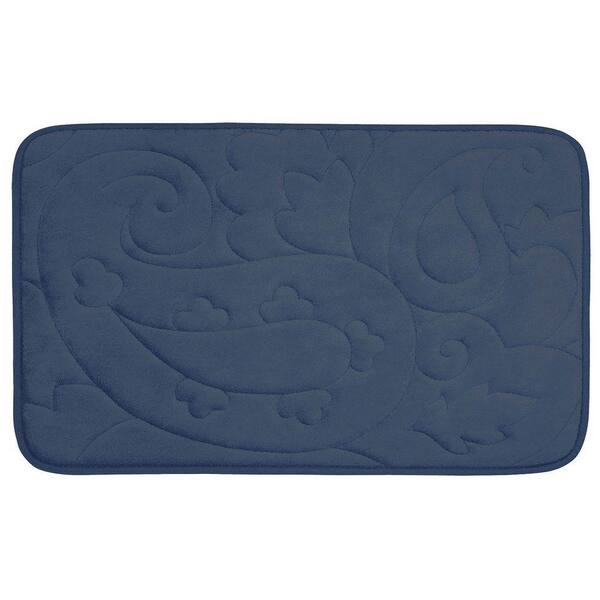 BounceComfort Pelton Dusty Blue 20 in. x 32 in. Memory Foam Bath Mat