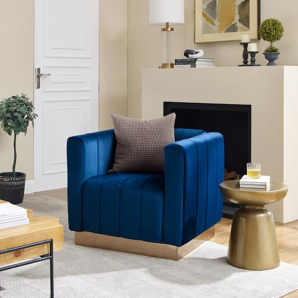 Art Leon Cube Royal Blue Velvet Mordern Chic Channel-Stitch Leisure Accent  Armrest Club Chair SF004-2-1 - The Home Depot
