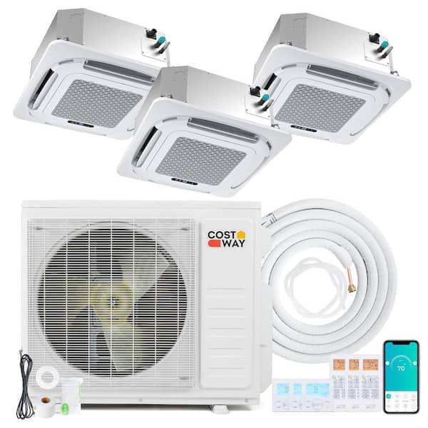 X-Pro 35000 BTU 3-Zone 12K + 18K + 18K 3250 sq. ft. 4 Ton Ceiling Cassette Mini Split AC, 22.5 SEER2, WiFi Enabled