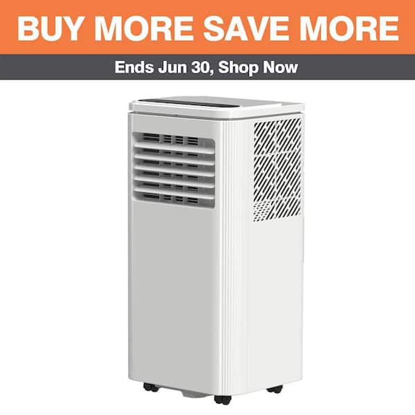 8,000 BTU (DOE) Portable Air Conditioner Cools 200 Sq. Ft. with Dehumidifier, Drain Hose and Remote in Whites