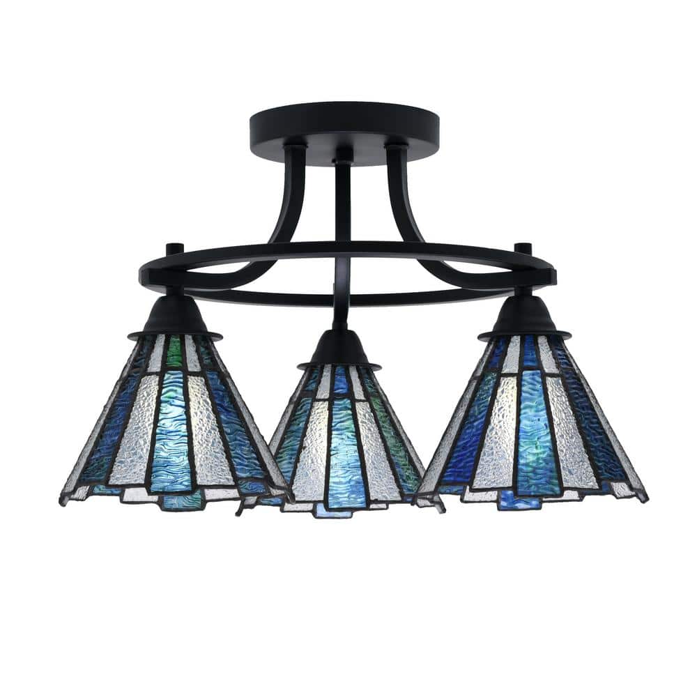 Madison 3-Light Semi-Flush Shown In Matte Black Finish With 17.5 in. Sea Ic