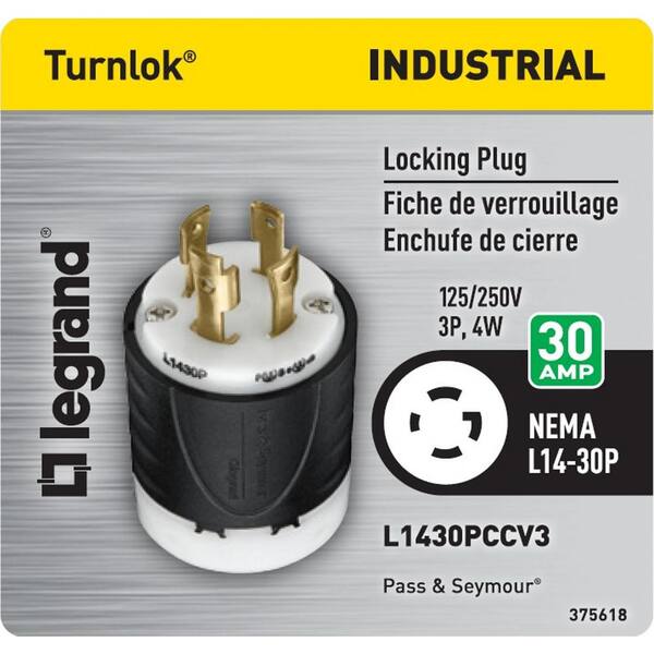 3P NEMA L14-30P 30 Amp Grounding Twist Locking Plug 125/250 Volt MALE 4W 