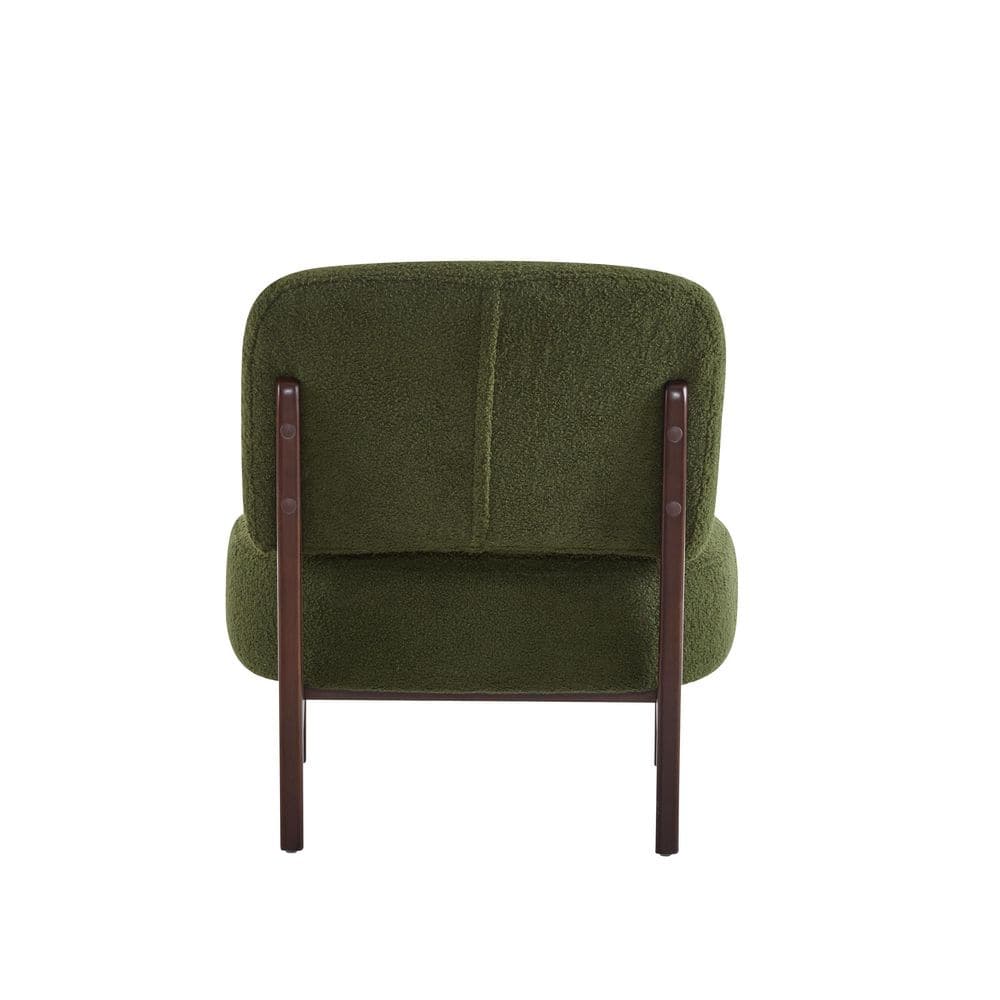Green Leather Chaise with Solid Wood Frame