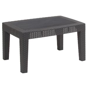 Dark Gray Rectangle Wicker Outdoor Dining Table