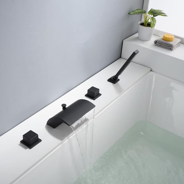 Sumerain Roman Tub newest Faucets MATTE BLACK,Waterfall Faucet