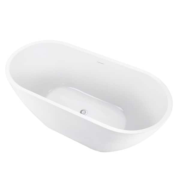 EPOWP 64 in. Acrylic Flatbottom Non-Whirlpool Bathtub in White