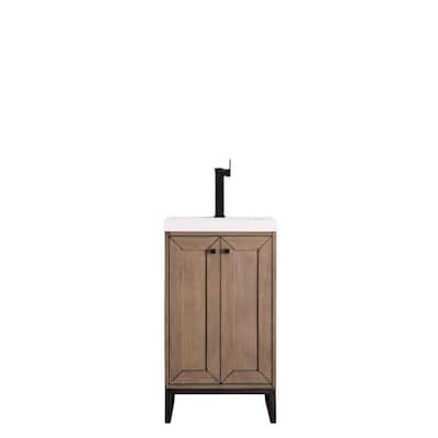 Chianti 19.6 in. W x 15.4 in. D x 35.5 in. H Bath Vanity in Whitewashed Walnut with White Glossy Top