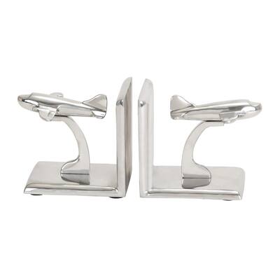 5 in. x 5 in. Silver Jet Bookends (Set of 2)