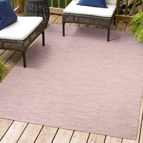 JONATHAN Y Ethan Modern Flatweave Pink 8 ft. x 10 ft. Solid Indoor/Outdoor Area Rug