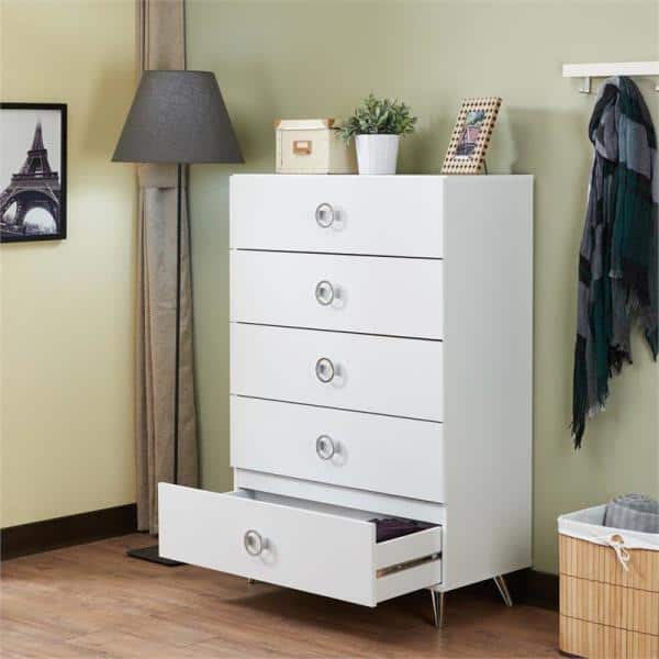 GOSALMON  5 Drawer White Chest of Drawers 474 in. H x 32 in. W x 17 in. D - 2