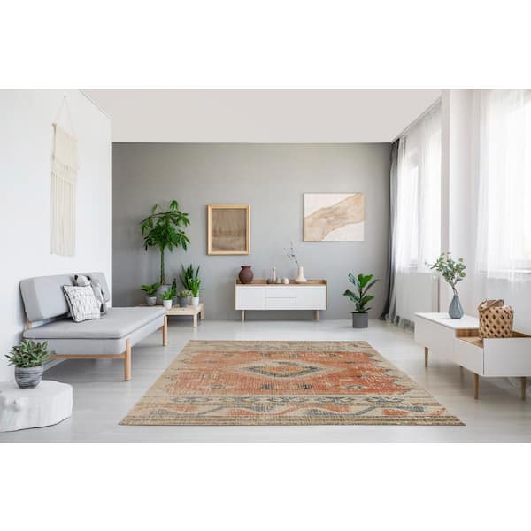 Linon Home Decor Puissantt Zero Barlow Ivory and Rust 8 ft. x 10