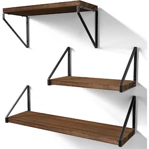 5.9 in. W x 5.3 in. H x 17 in. D Wood Rectangular Shelf in Light Walnut 3 Sets Adjustable Shelves