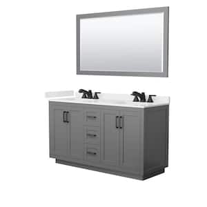 Miranda 60 in. W x 22 in. D x 33.75 in. H Double Bath Vanity in Dark Gray with White Quart Top and 58 in. Mirror