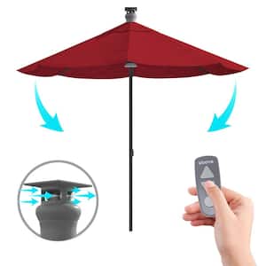 Height Series 9 ft. Smart Market Patio Umbrella, Remote Control, LED Light, Wind Sensor - Sunbrella Spectrum Cherry