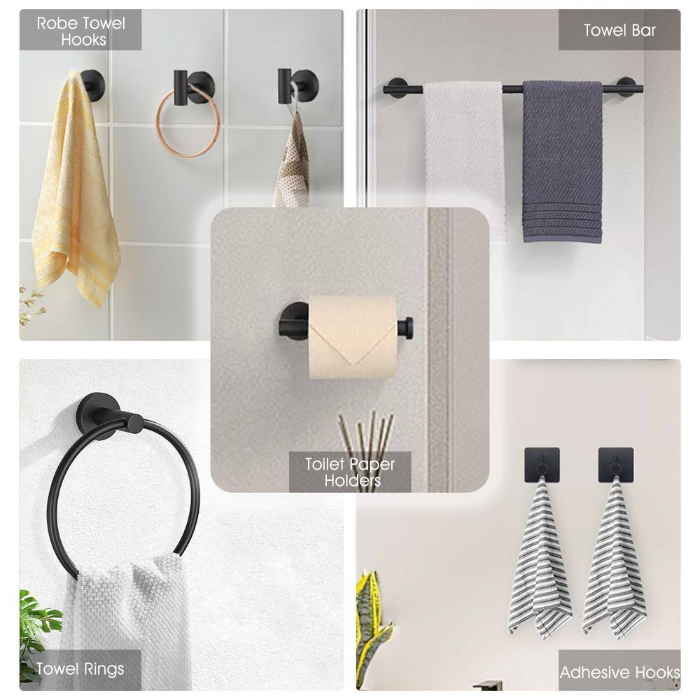 Matte Black Stainless Steel 14-Piece Bathroom Hardware Set