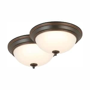 13 in. Oil Rubbed Bronze LED Flush Mount (2-Pack)