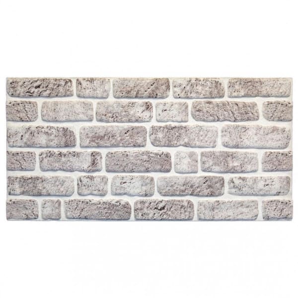 Dundee Deco Falkirk Uffcott 4/5 in. x 3-1/4 ft. x 1-3/5 ft. White Grey Faux Brick Styrofoam 3D Decorative Wall Panel (5-Pack)