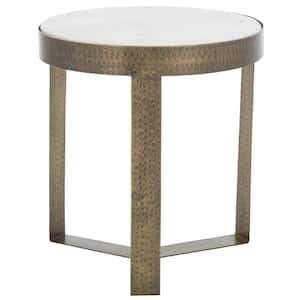 Triss 16 in. Gold/Ivory Round Metal End Table