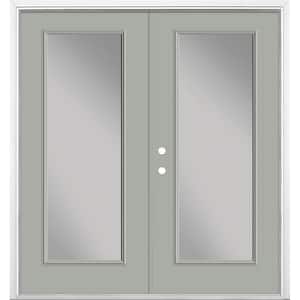 72 in. x 80 in. Silver Cloud Steel Prehung Right-Hand Inswing Full Lite Clear Glass Patio Door with Brickmold