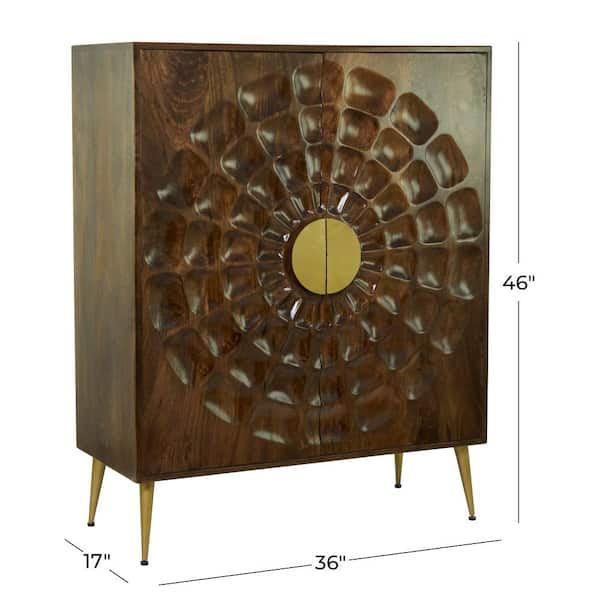 36 in. W Brown Wood 1 Shelf and 2 Doors Cabinet