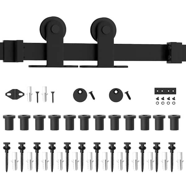 WINSOON 15 ft./180 in. Top Mount Sliding Barn Door Hardware Track Kit for Single Door with Non-Routed Floor Guide