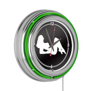 Shadow Babes Green A Series Lighted Analog Neon Clock