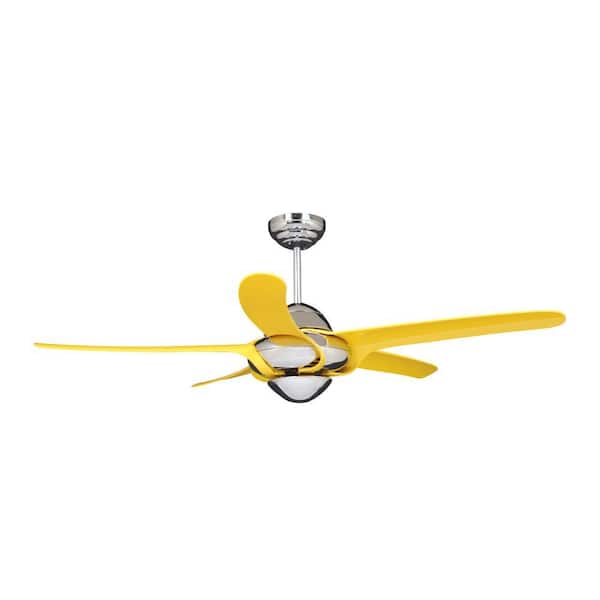 Vento Uragano 54 in. Indoor Chrome Ceiling Fan with 5 Yellow Blades