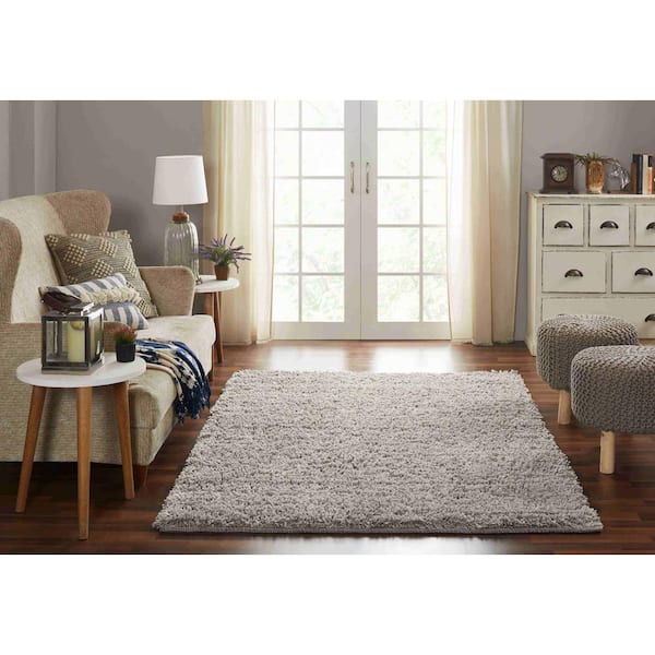 Microfiber Shag Silver 5 ft. x 7 ft. Area Rug