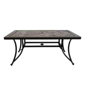66 in. x 36 in. Outdoor Cast Aluminum Rectangular Dining Table with Ceramic Top