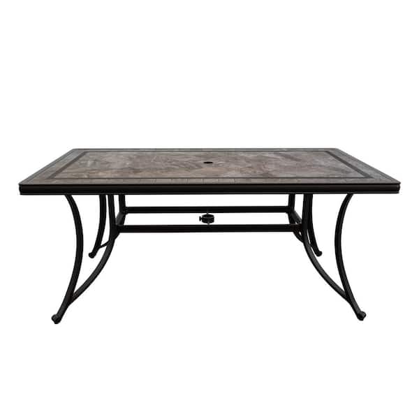 Clihome 66 in. x 36 in. Outdoor Cast Aluminum Rectangular Dining Table with Ceramic Top